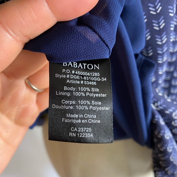 Aritzia BABATON Silk Draped V-Neck Dress Blue XS - Picture 8 of 10